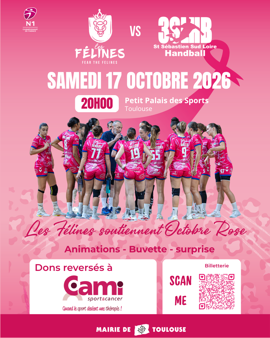 Lire la suite à propos de l’article 🎀 Le 17 octobre, les Félines se mobilisent pour Octobre rose ! 🎀